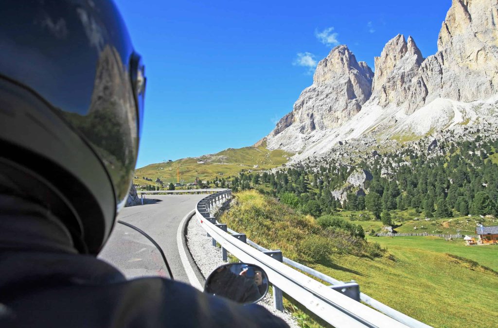 Motorsport,In,The,Mountains.,Motorcycling,In,The,Dolomites,(italy)